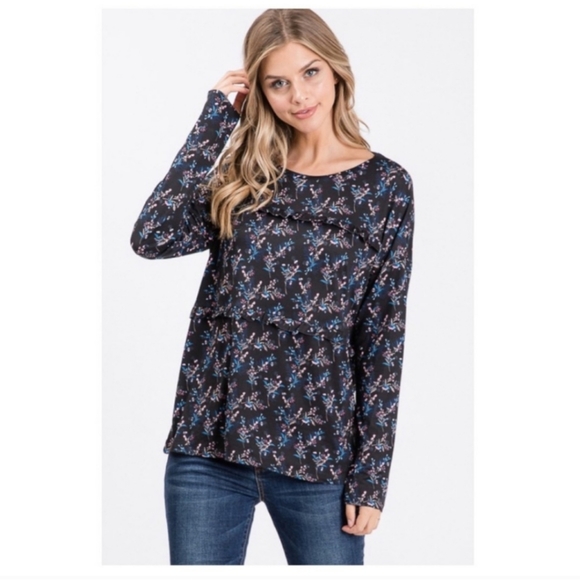 A Girl Thing Ruffle Tiered Long Sleeved Dress Top - Picture 2 of 3